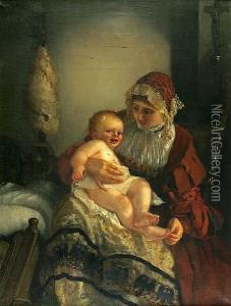 A Mother's Love Oil Painting - Lucia Mathilde Van Gelder