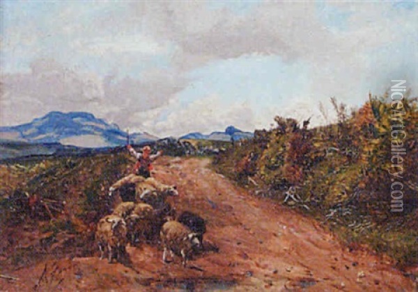 The Hill Road Oil Painting - Alexander Fraser the Younger