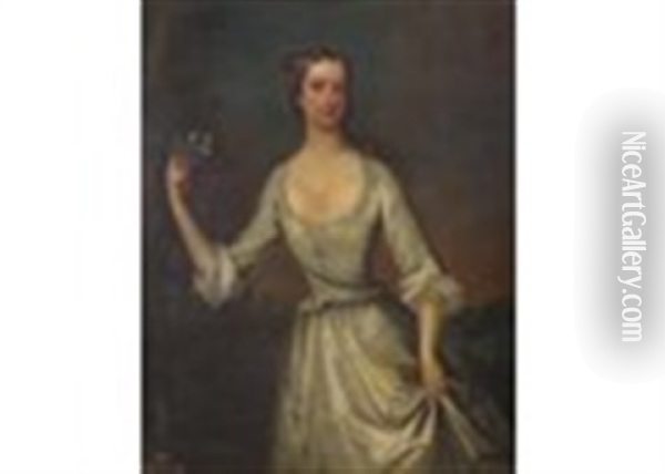 Portrait Of Henrietta (called Harriet) Pelham-holles (nee Godolphin), Wife Of Thomas Pelham-holles 1st Duke Of Newcastle-upon-tyne (d.1776) Oil Painting - Thomas Hudson