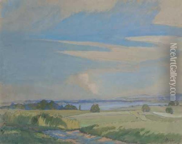 Landschaft Am Chiemsee Oil Painting - Alfred Haushofer