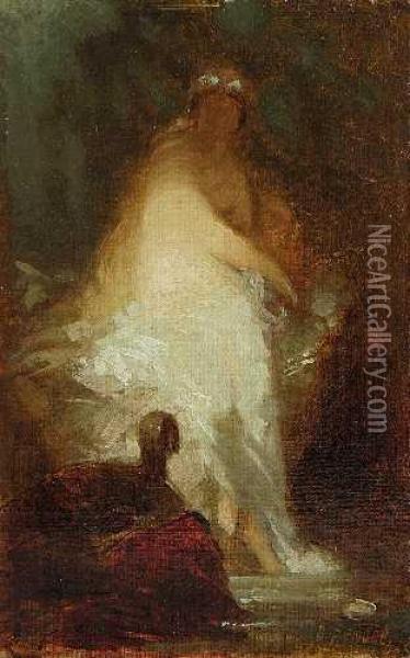 Weiblicher Halbakt Oil Painting - Johann Friedrich Engel