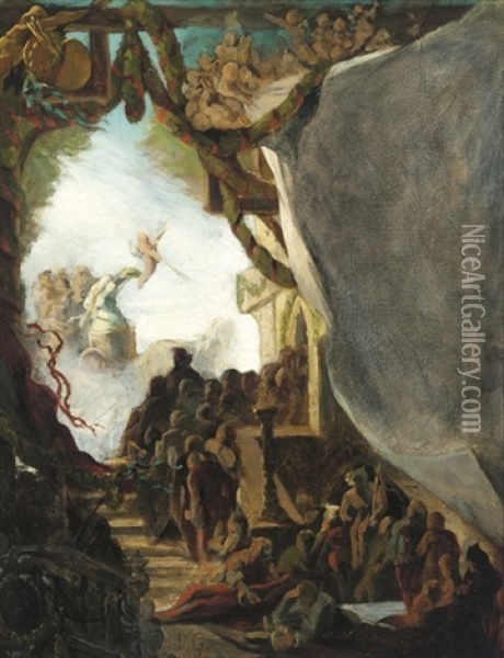 An Allegorical Scene Oil Painting - Nikolaus Gysis