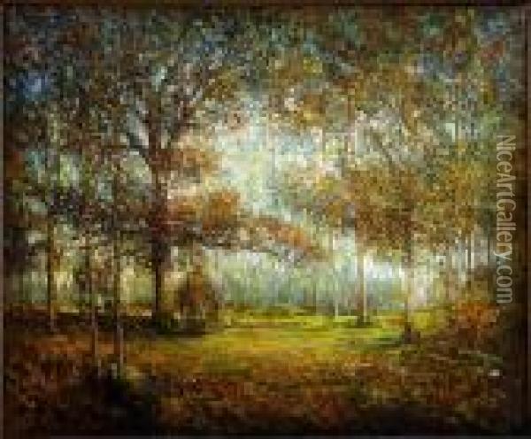 Wooded Landscape Oil Painting - Hudson Mindell Kitchell