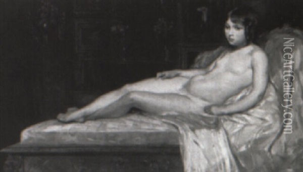 Reclining Nude Oil Painting - Jules Joseph Lefebvre