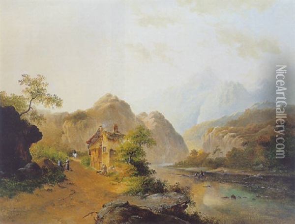 A View Of Altenahr Oil Painting - Frederik Marinus Kruseman