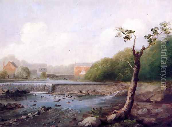 Kinney Town Dam, Seymour, Connecticut Oil Painting - George Henry Durrie