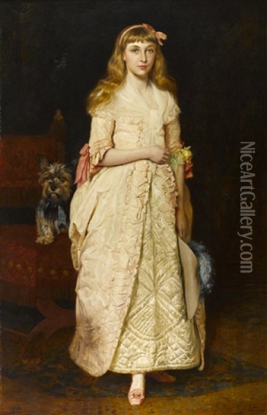 A Portrait Of Miss Rose Fenwick As A Child Oil Painting - James Archer