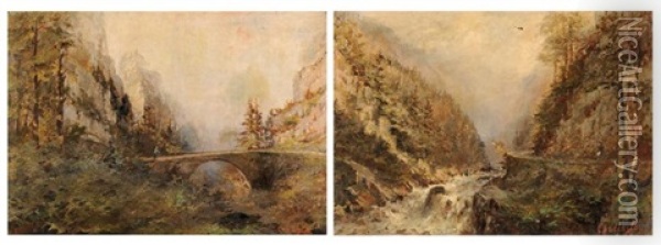 Torrents De Montagne (pair) Oil Painting - Georges Ricard-Cordingley