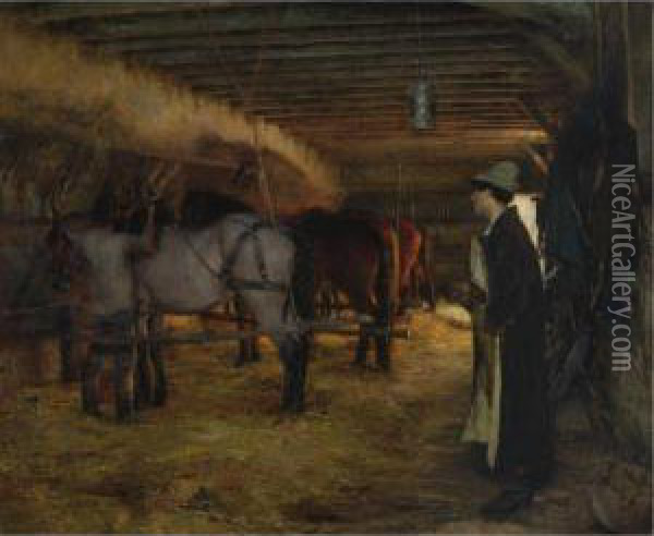 A Stable Oil Painting - Pascal-Adolphe-Jean Dagnan-Bouveret