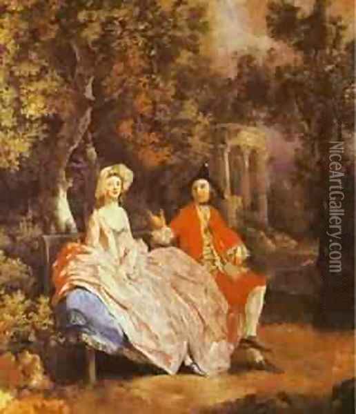 Self Portrait With His Wife Margaret 1746-47 Oil Painting - Thomas Gainsborough