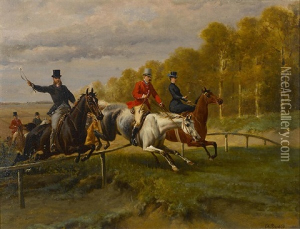 The Hunt Oil Painting - Louis Charles Bombled