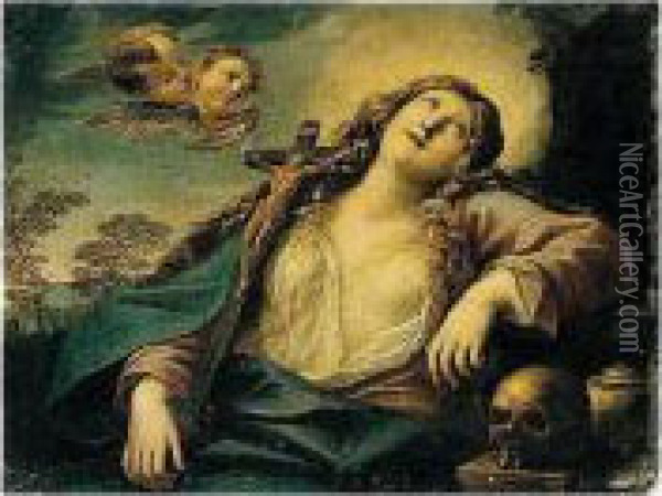 The Penitent Magdalene Oil Painting - Girolamo Troppa
