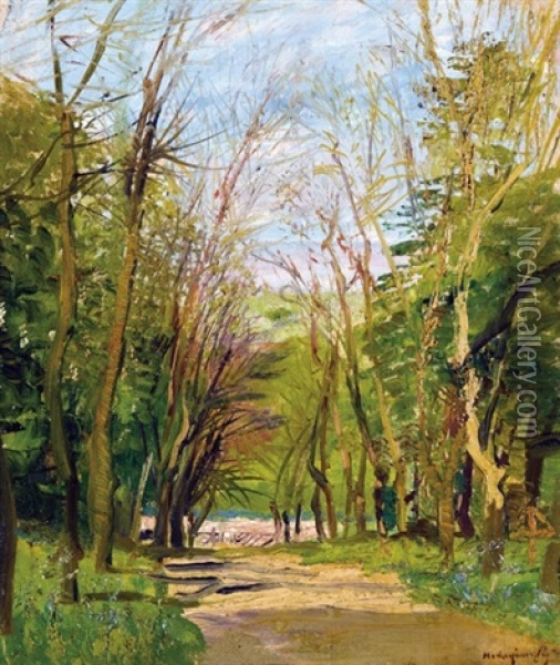 Path In The Forest Oil Painting - Laszlo Mednyanszky