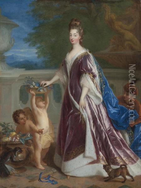 Portrait Of Elisabeth-charlotte De Baviere, The Princess Palatine Oil Painting - Francois de Troy