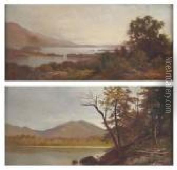 Views Of Hudson River Valley: A Pair Oil Painting - Andrew Fisher Bunner