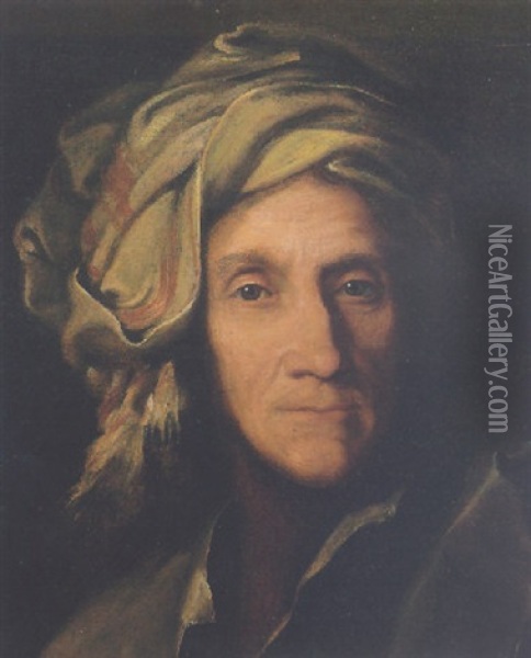 Portrait Of A Man Wearing A Turban Oil Painting - Christian Seybold