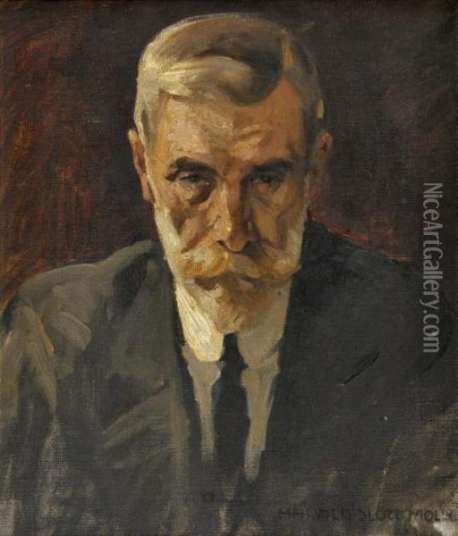 A Bust Portrait Of Sir Charles Marling Oil Painting - Harald Slott-Moller