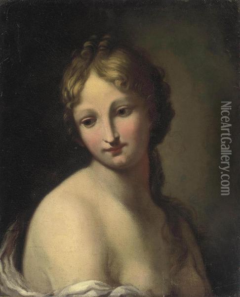 Study Of A Young Girl En Deshabille In A White Chemise Oil Painting - Jacopo (Giacomo) Amigoni