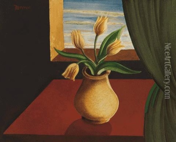 Stilleben Mit Tulpen Oil Painting - Heinrich Hoerle