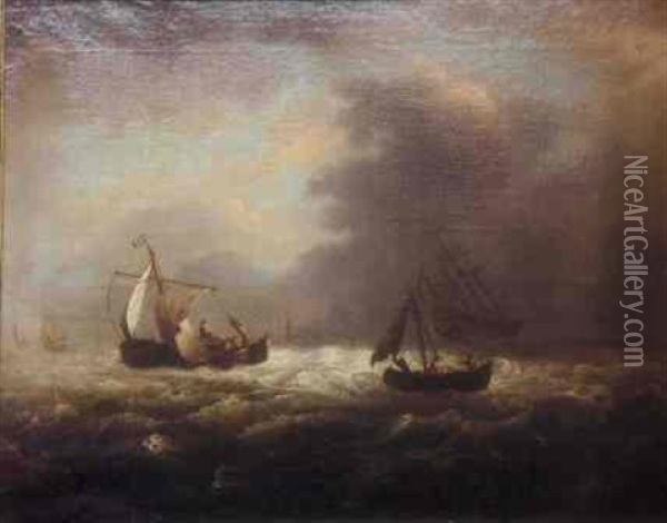 Shipping At Sea With A Stiff Breeze Oil Painting - Ludolf Backhuysen the Elder