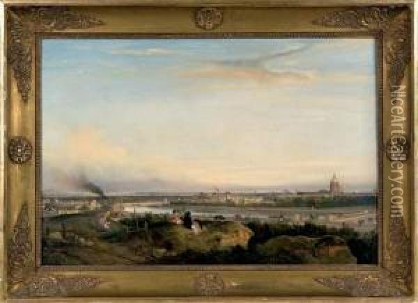 Vue De Paris Prise Des Hauteurs De Chaillot Oil Painting - Charles Louis Mozin