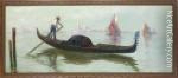 Gondola In Venice Oil Painting - Lionel Walden