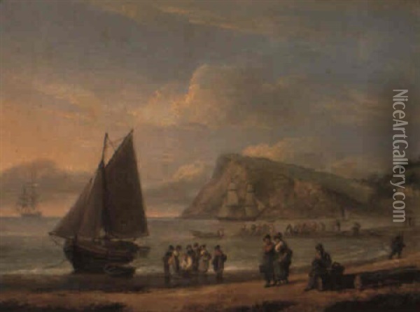 A View Of Ness Point, Teignmouth, Devon Oil Painting - Thomas Luny