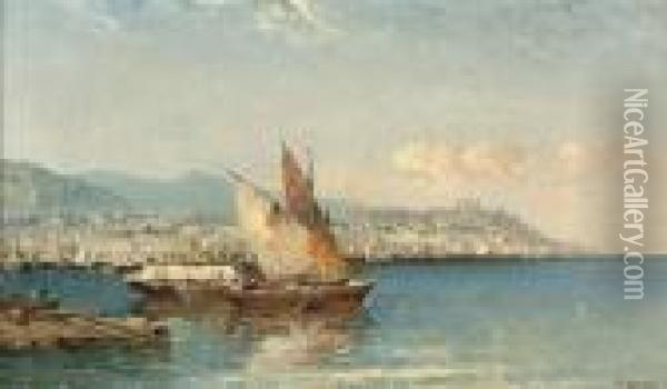 Fishermen On The Bay Of Genoa Oil Painting - Arthur Joseph Meadows