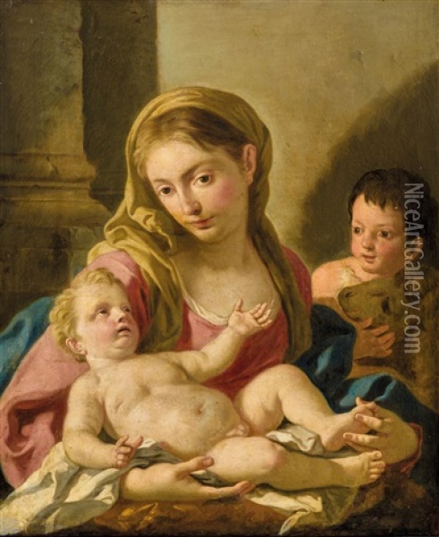 The Madonna And Child With The Infant Baptist Oil Painting - Pietro Bardellino