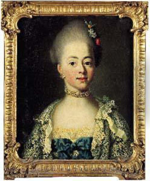 Portrait De Jeune Femme Oil Painting - Johann Heinrich