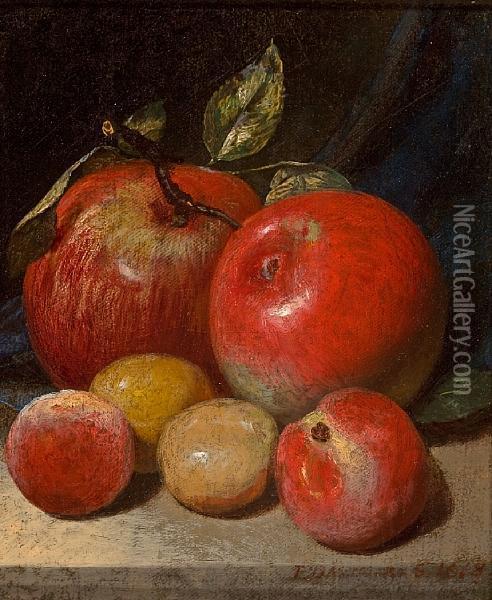 Apples And Plums Oil Painting - Peter Baumgras
