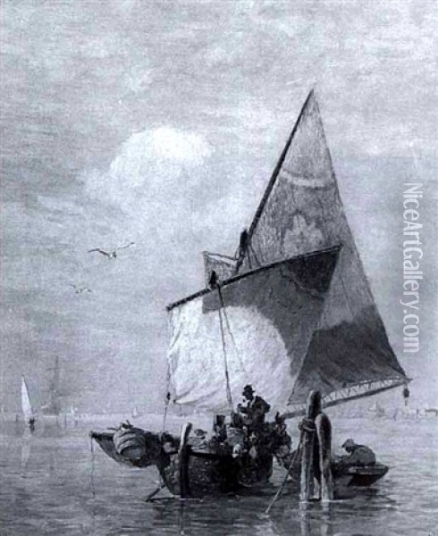 Langustenfischer In Der Lagune Vor Venedig Oil Painting - Ludwig Dill