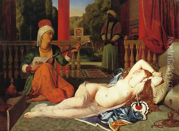 Odalisque with Female Slave I Oil Painting - Jean Auguste Dominique Ingres