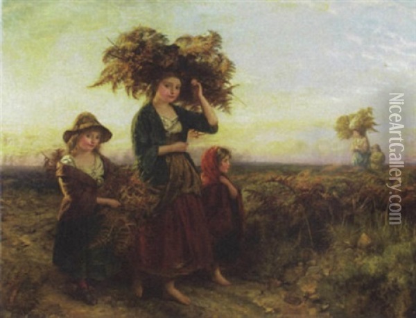The Fern Gatherers Oil Painting - Edward John Cobbett