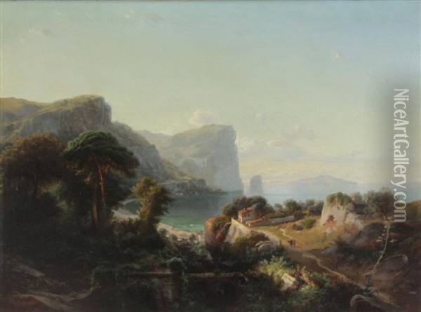Italian Landscape Oil Painting - Johann Hermann Carmiencke