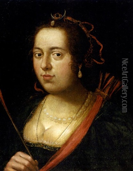 Portrat Einer Vornehmen Kaufmannsfrau, Als Diana Dargestellt Oil Painting - Pieter Fransz de Grebber