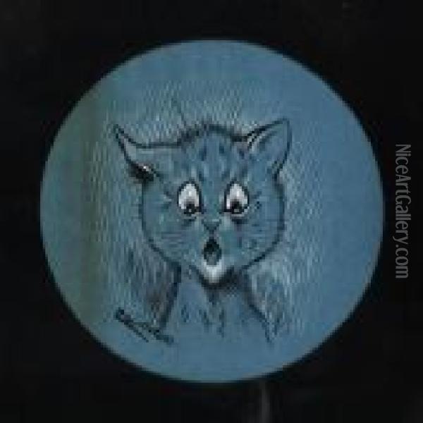 Pair Of Cat Caricatures: Horror; Sarcassim Oil Painting - Louis William Wain