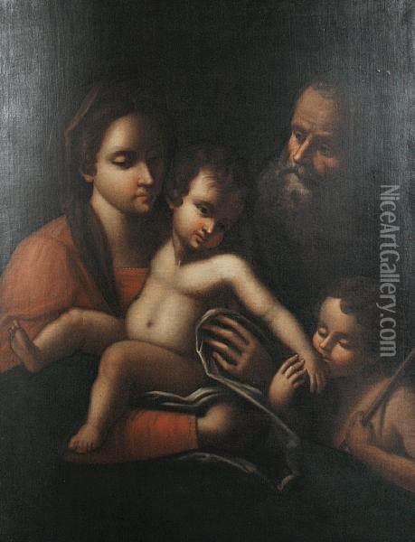 The Holy Family Oil Painting - Simone Cantarini Il Pesarese