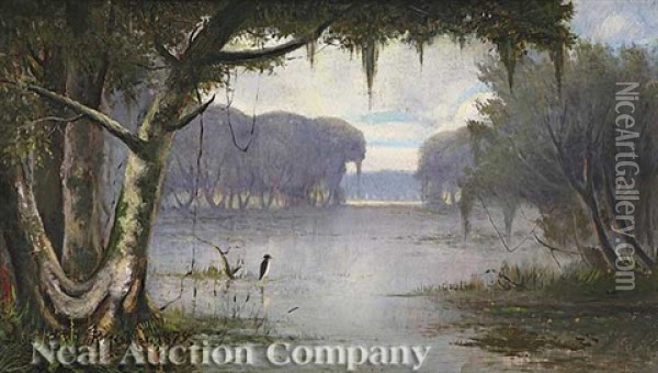 Near Bayou Placqueimny (sic, Recte Plaquemines) Oil Painting - Joseph Rusling Meeker