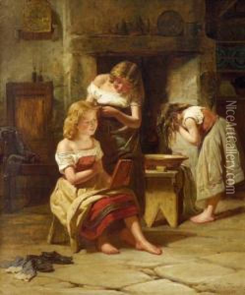 Drei Junge Madchen Bei Der Toilette Oil Painting - William Stewart