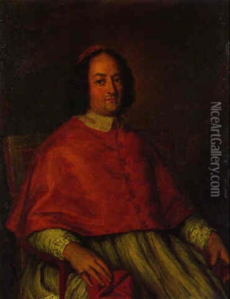 Bildnis Des Kardinals Stoppani (1695 - Um 1774) Oil Painting - Pier Leone Ghezzi