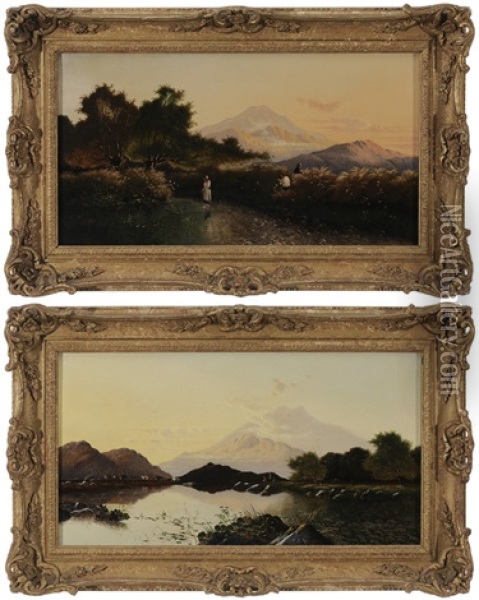 Mountain Landscapes (pair) Oil Painting - Edwin Henry Boddington
