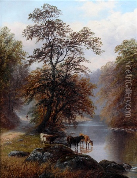 On The Wharf, Bolton Woods Oil Painting - William Mellor