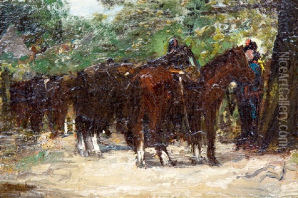 Rustende Cavalerie / Resting Cavalry Oil Painting - George Hendrik Breitner