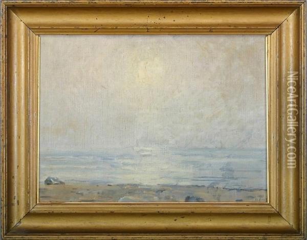 Sunrise Seen From A Beach Oil Painting - Ole Wolhardt Stampe Due