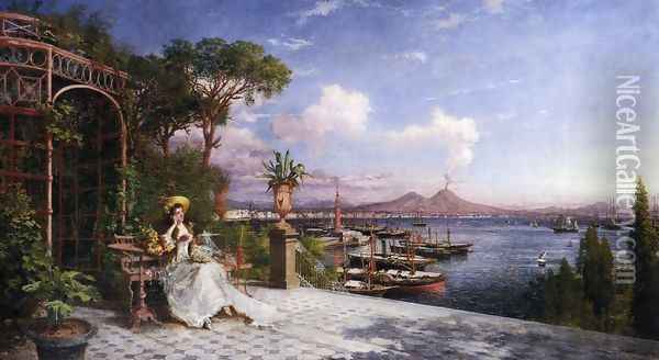 Lost in Reverie by The Bay of Naples Oil Painting - Giuseppe Castiglione