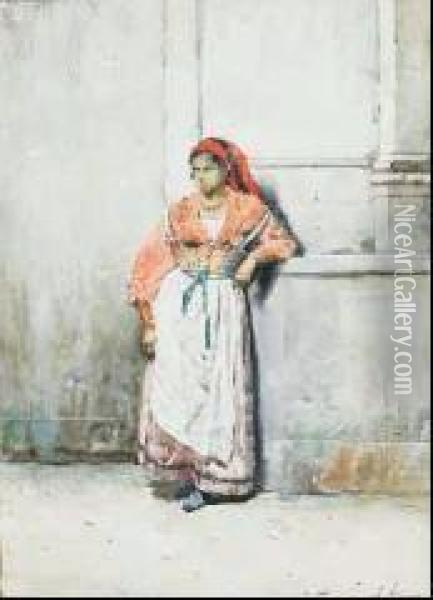 Roman Peasant Girl Oil Painting - Jose Juliana Albert