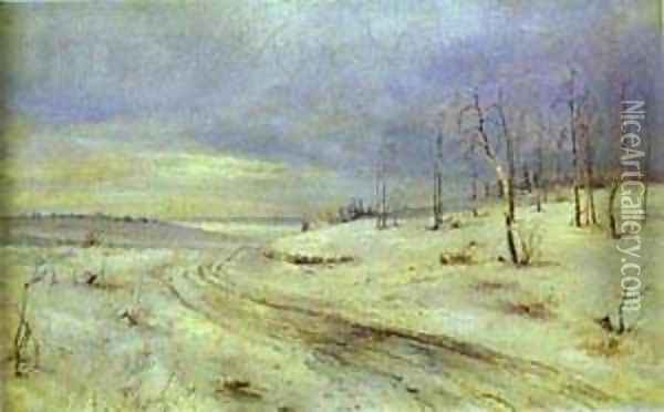 A Winter Road 1870s Oil Painting - Alexei Kondratyevich Savrasov