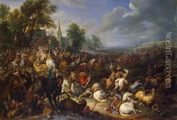 Cavalry Engagement Oil Painting - Adam Frans van der Meulen