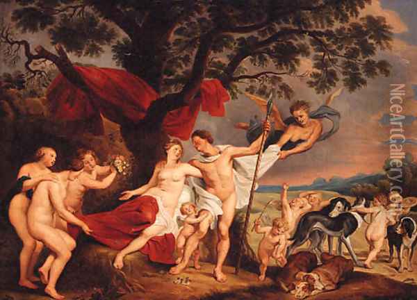 Venus and Adonis Oil Painting - Peeter Van Avont